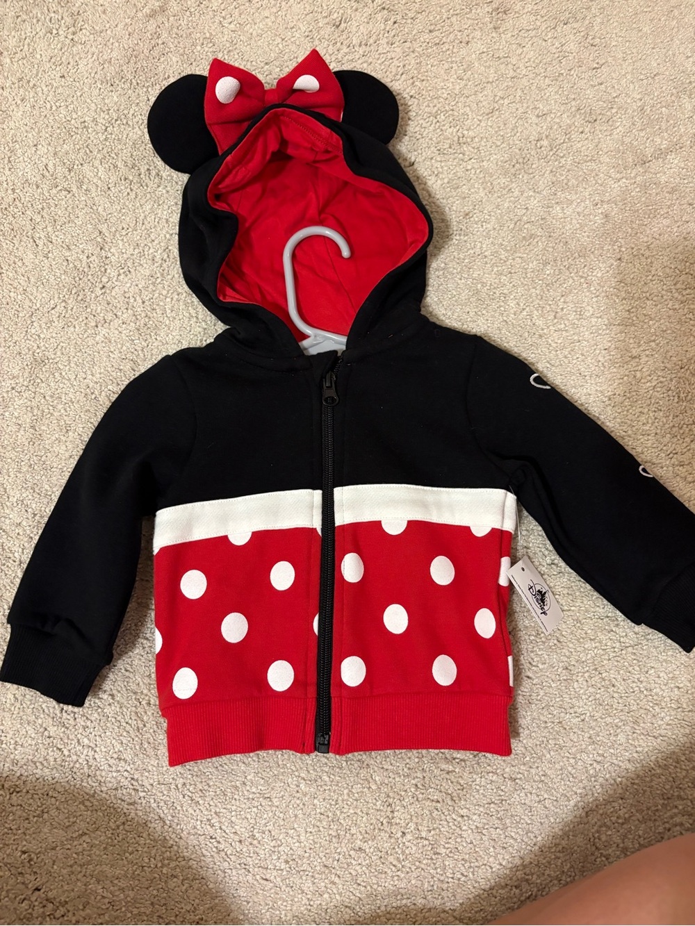 Disney Black & Red Minnie Mouse Polka Dot Hooded Zip-Up